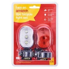 Image of Bicycle Flash Light Set 2 Piece Bike Red And White Lights Amtech S1825