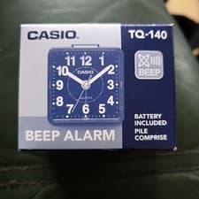 Image of Alarm Clock CASIO TQ-140-1EF Black Travel Alarm Compact BRAND NEW