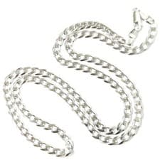 Image of 9ct White Gold Curb Chain 22 Inch Solid UK Hallmarked 4.2mm Wide 12.7g
