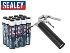 Image of Sealey AK53 Pistol Type Grease Gun + 12x SCS107 Screw on EP2 Lithium Cartridges