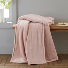 Image of Catherine Lansfield Raschel Velvet Touch 130x170cm Blanket Throw Blush Pink