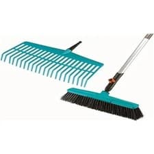 Image of Gardena Combisystem Lawn Rake, Broom & 130cm Handle Set