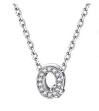 Image of Sterling Silver Initial Q, Clear Colourless CZ Pendant Necklace. Brand Boxed