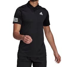 Image of Adidas Club 3 Stripe Men's Black Polo Shirt Tennis Workout Sports Top GL5421