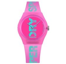 Image of Superdry Branded Urban Watch With Silicone Strap And Pink Detail