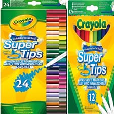 Image of CRAYOLA Supertips Washable Markers Felt Tip Pens in Assorted Colours Pack 24&12
