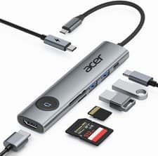 Image of Acer USB C Hub | 7 in 1 | USB C to HDMI 4K | 100w PD | Screen Sleep/Wake Mode