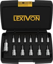 Image of LEXIVON Torx Bit Socket Set, Premium S2 Alloy Steel | 13-Piece Star T8 - T60 Set