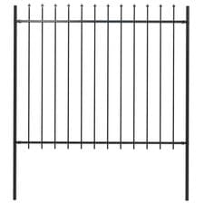 Image of Garden Fence Black 3.4m x 1.1m Powder-Coated Steel Spear Top 2 Panels - 3 Posts