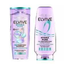 Image of L'Oreal Elvive Hydra Pure 72H Purifying Conditioner & Shampoo 500ml - Twin Pack