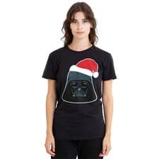 Image of Star Wars Darth Vader Christmas Santa Hat Womens T-Shirt S-2XL, Black