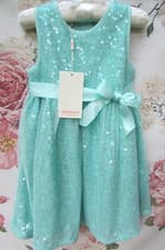 Image of BNWT MONSOON Green Sparkle Sequin Flower Girl Party Occasion Dress 18-24 €53