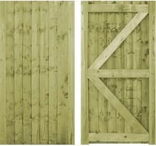 Image of 6FT Featheredge Garden Gate Wooden Pressure Treated Garden Gate 90 cm 3ft wideth