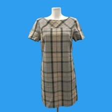 Image of Brand New Barbour Women’s Shift Dress Grey Checked Pattern Sleeves Size UK 10