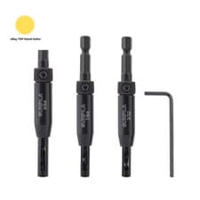 Image of 3Pcs HSS Hinge Drill Bit Set, Self Centering Hole Drilling Bits Spring Loaded T
