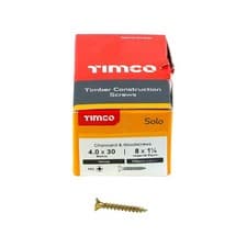 Image of Timco SOLO 4.0 X 30MM YELLOW POZI COUNTERSUNK WOOD SCREWS FLAT PH ZINC (200 BOX)