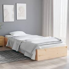Image of Natural Single Size Bed Frame without Mattress Solid Pine Wood - 90 x 190 cm