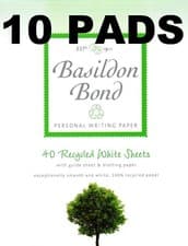 Image of [ 10 PADS ] Basildon Bond Writing Pad Set 40 White Paper Sheets  178x137mm Guide
