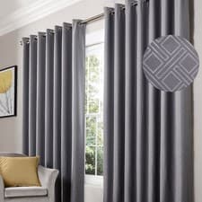 Image of Alan Symonds Diamond Geometric Print Thermal Block Out Eyelet Curtains
