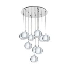 Image of Pendant Ceiling Light Colour Chrome Shade Clear Plastic Bulb GU10 10x3.3W