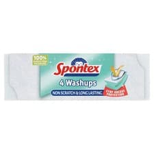 Image of Spontex Washups Non Scratch Sponge Scourer - 4 Per Pack, Strong and Long Lasting