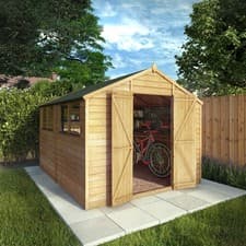 Image of 10x8 Wooden Garden Shed Overlap Apex Storage Double Door Windows 10ft8ft Waltons