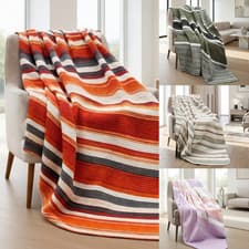 Image of Dyed Yarn Blanket Sofa Bed Throws Reversible Travel Throw Rich Cotton Blankets