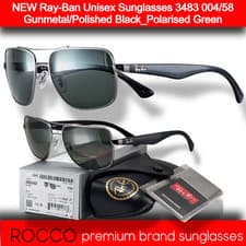 Image of Ray-Ban Unisex Sunglasses RB 3483 004/58 Gunmetal/Polished Black_Polarised Green