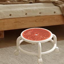 Image of Round Rolling Low Stool Roller Seat Stool Sturdy Multiuse Small Lightweight