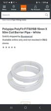 Image of Polypipe PolyFit FIT5015B 15mm X 50m Coil Barrier Pipe - White
