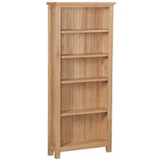 Image of Baysdale Rustic Oak Large Bookcase – Solid Wood Bookshelf Storage Unit 170cm