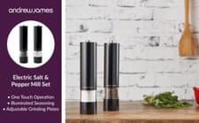Image of Salt and Pepper Mill Set Large Stainless Steel Electronic in Black