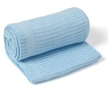 Image of Clair de Lune Baby Blanket Soft Cotton Cellular Pram Blue 90x70cm Newborn