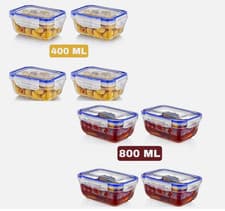 Image of 8 x Food storage containers Airtight food boxes Clip Seal Lock with Lids