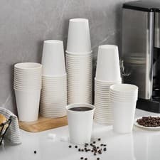 Image of White Paper Cups For Hot Drinks - Disposable Cups with Lids: 4/6/7/8/12/16/20oz