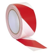 Image of Sealey Hazard Warning Tape 50mm x 33m Red/White HWTRW