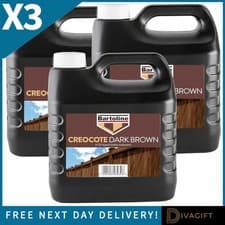 Image of 3 x BARTOLINE DARK BROWN CREOCOTE 4L FOR OIL BASED TIMBER WOOD TREATMENT NEW