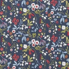 Image of Clarke and Clarke Ashbee Navy Rouge 100% Cotton Fabric 
