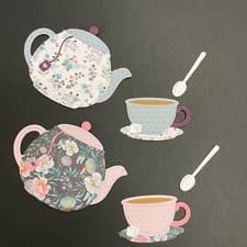 Image of Tea Set Afternoon Tea Cup Saucer Die Cut Card Topper - Mum Nan Birthday