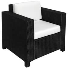 Image of Outsunny Rattan Garden Armchair, Cushioned Single Rattan Chair, Black