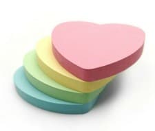 Image of Heart Sticky Post Notes Pastel Colours 76mm x 76mm 3"x3" 12 pads