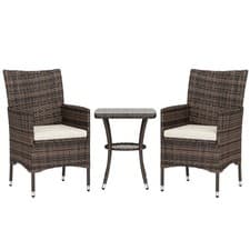 Image of Outsunny Rattan Bistro Set Garden Chair Table Patio Outdoor, Brown