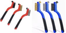 Image of 3 Piece 2 in 1 Multifunctional wire brush soft grip handle Set Plastic 7" Curved
