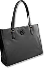 Image of Tory Burch Womens Black Ella Small Nylon Tote Handbag Purse, TB-075