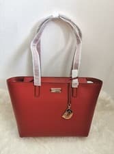 Image of DKNY Medium Logo Charm Tote - Red - Brand New