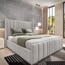 Image of Ottoman Bed Winged Plush Velvet New York Divan Storage Double & King Size Bed
