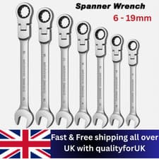 Image of Ratchet Spanner Combination Ratchet Wrench Spanners 72T Flexi Head 6mm - 19mm