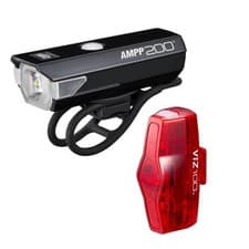 Image of Cateye AMPP 200 / Viz 100 USB-C Front & Rear Bike Light Set MTB Road Gravel
