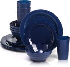 Image of 16 Pack Dishes Set For 4 Microwave Safe Plates and Bowls Sets Lightweight B
