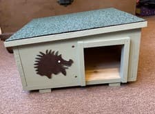 Image of Wooden Hedgehog House & Hibernation Shelter Feeding Station with 2 Chambers
